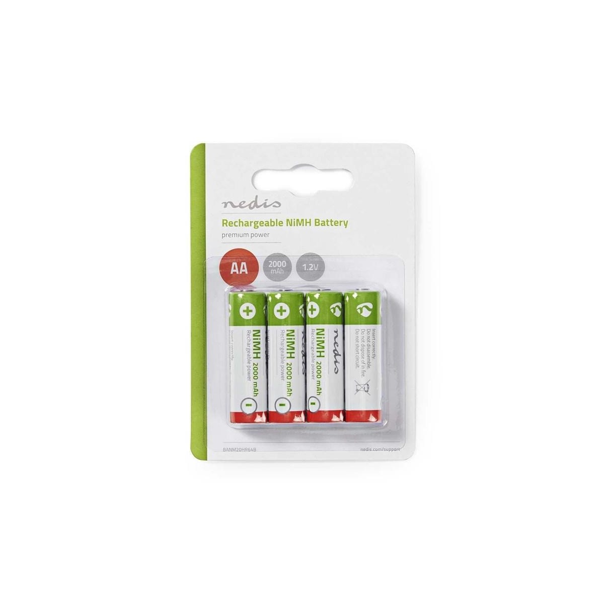 Nedis Oppladbare Ni-MH batteri AA | 1.2 V DC | 2000 mAh | 4-Blister