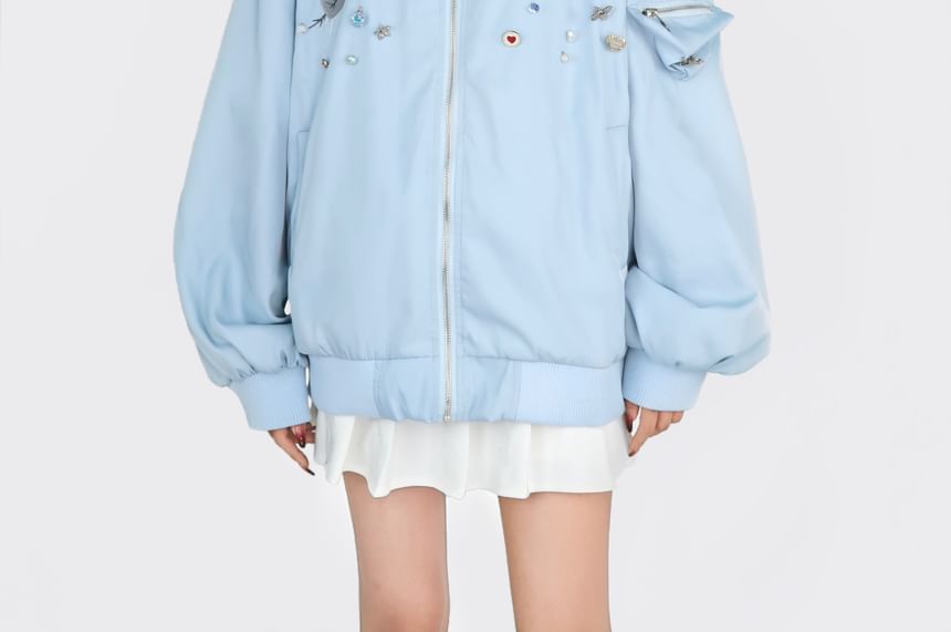 MELLO - Effen bomberjack met rits en studs