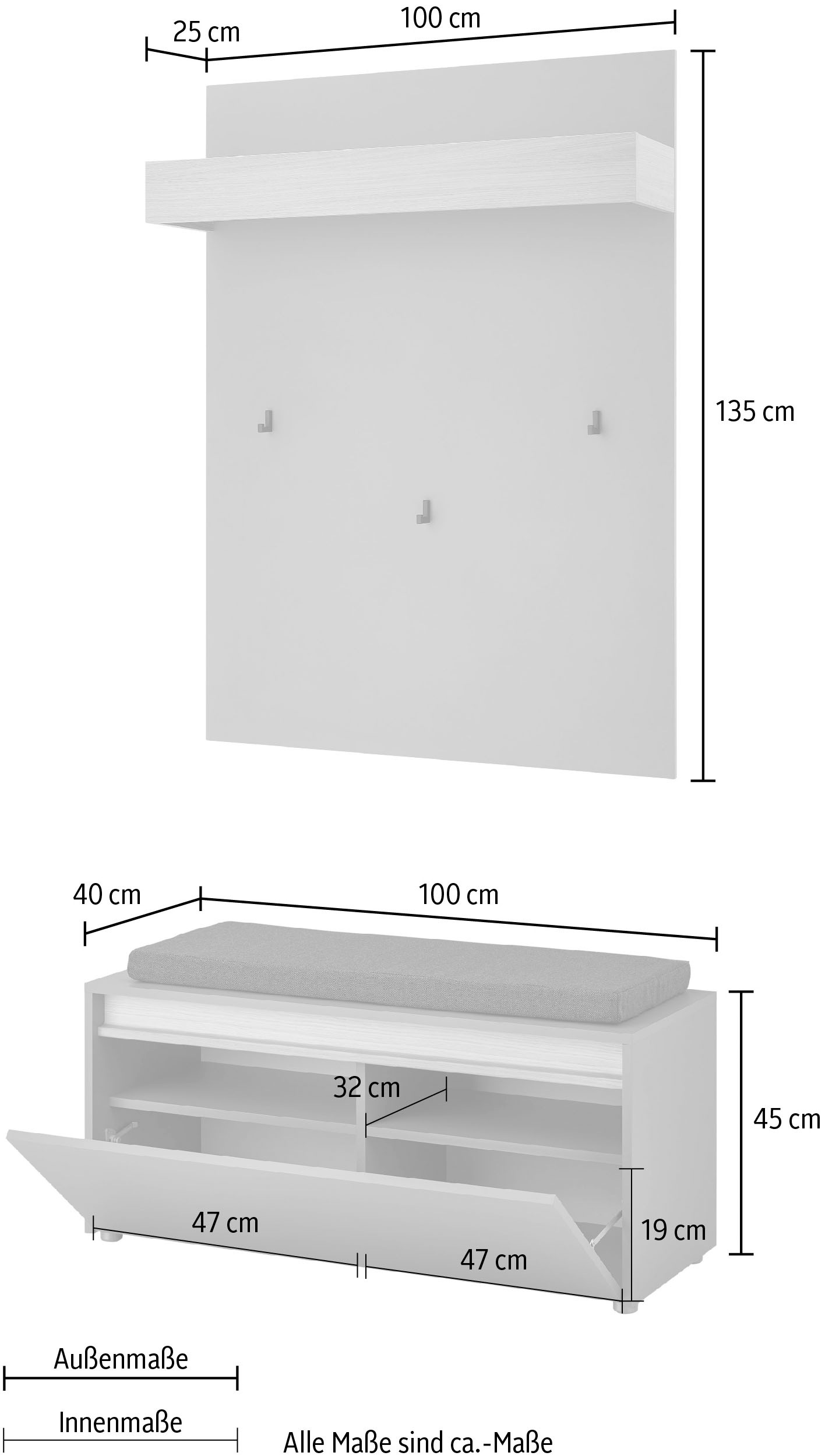INOSIGN Garderoben-Set »GIRON/CiTY, moderne Garderobe, Komplettset mit viel Stauraum« Komplett-Set, 2 Stk. tlg.