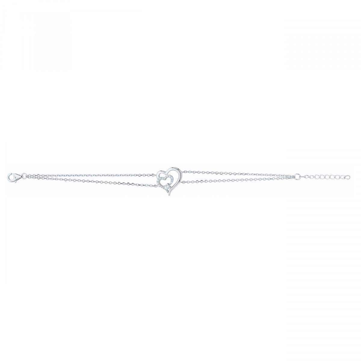 Bracelet souple mono-motif en Argent avec oxyde de zirconium blanc