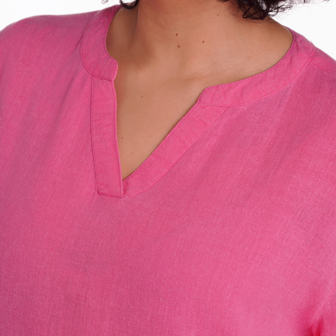Damen Longbluse mit Leinen-Anteil pink