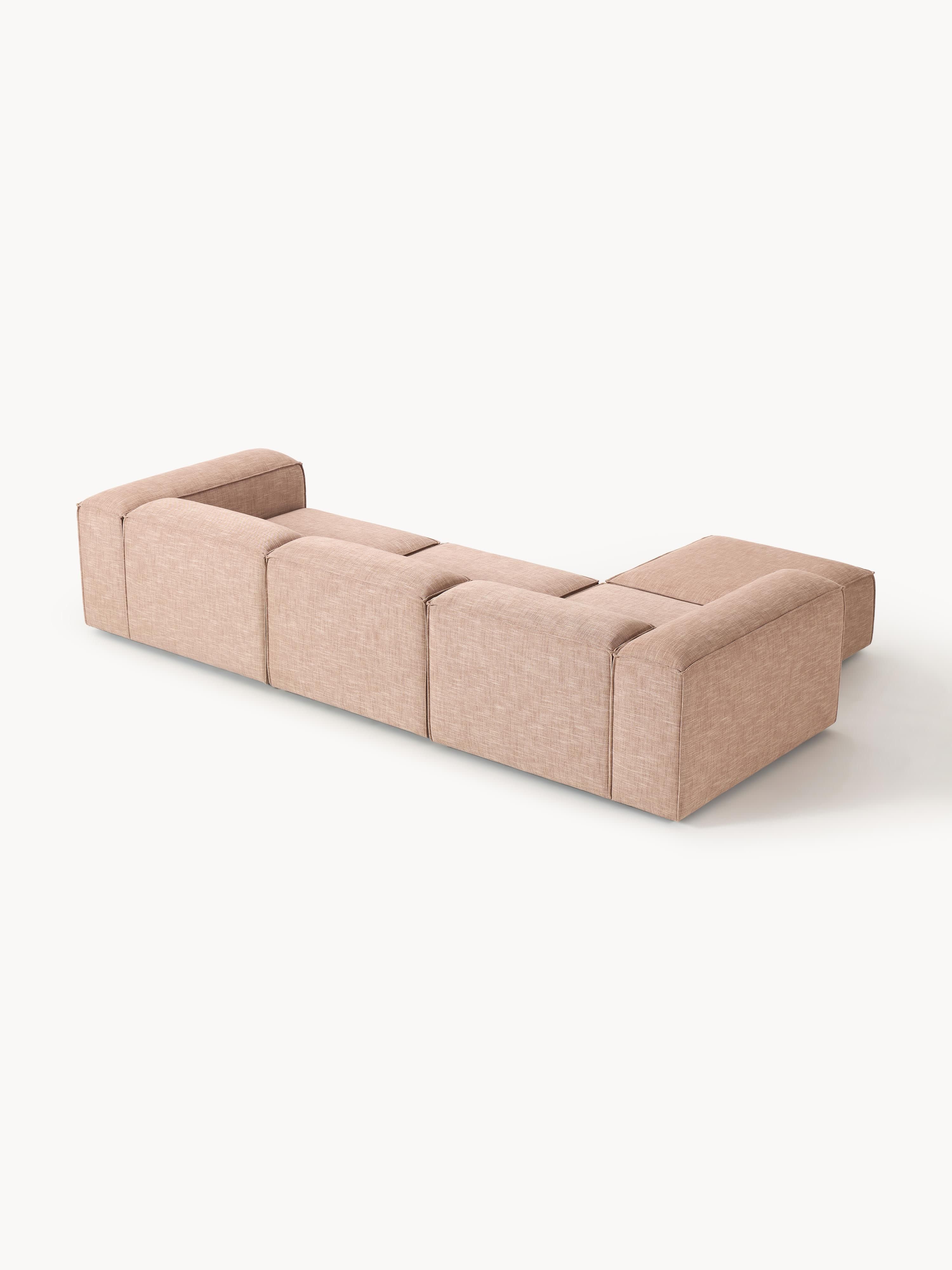 Modulaire bank Lennon (4-zits) van linnenmix met poef (links/rechts)