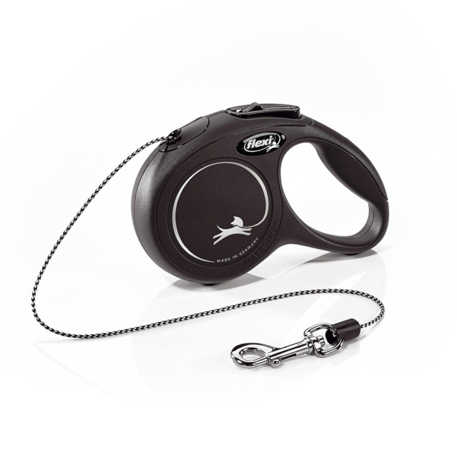Guia extensível Flexi New Classic preta para cães