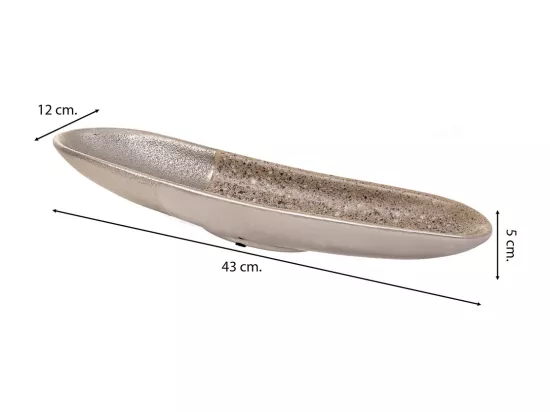 Centre de table en céramique argentée 43x12x5,5h