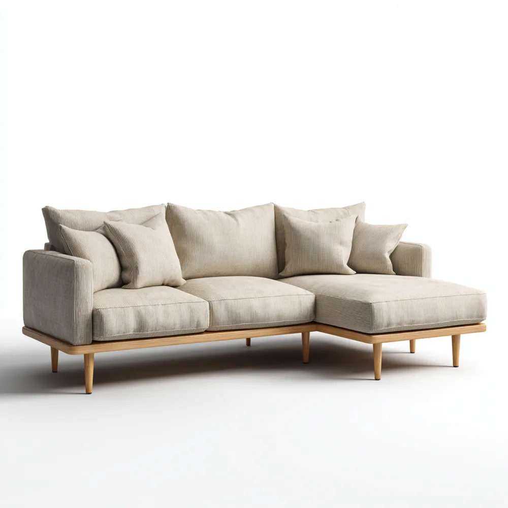 Ecksofa 250x150x85 cm Stoff – Beige – Modernes Design