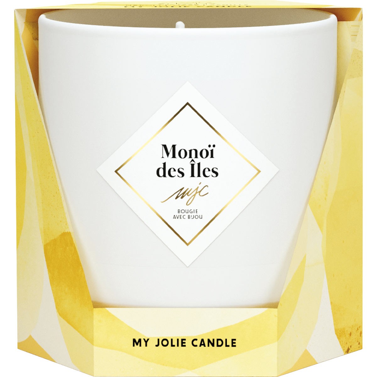 Bougie parfumée - Monoï des îles - Collier acier inoxydable doré & beige - 200 g