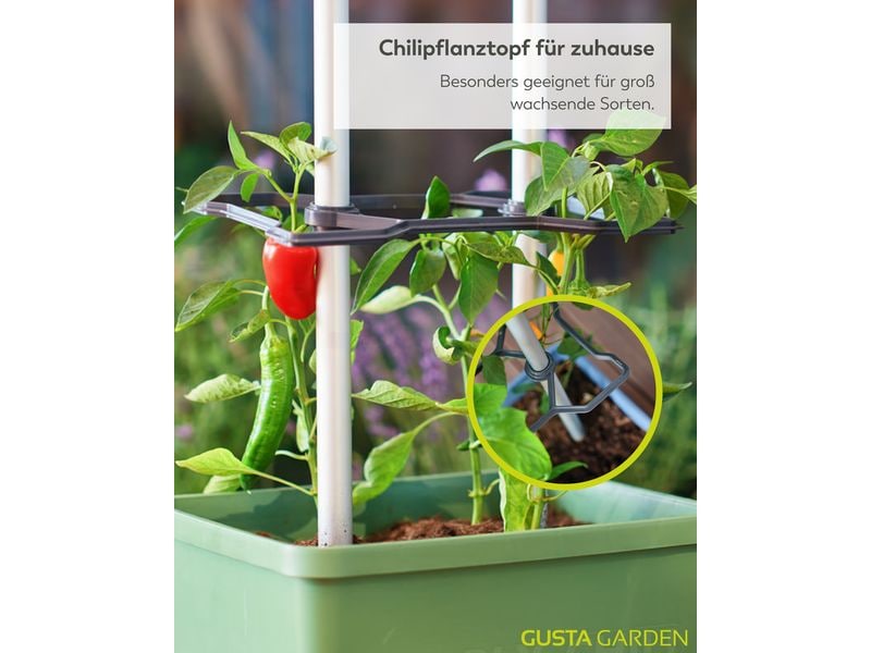 Gusta Garden Aufzuchttöpfe Charly Chili XL Dunkelgrün Chilitopf mit Rankhilfe