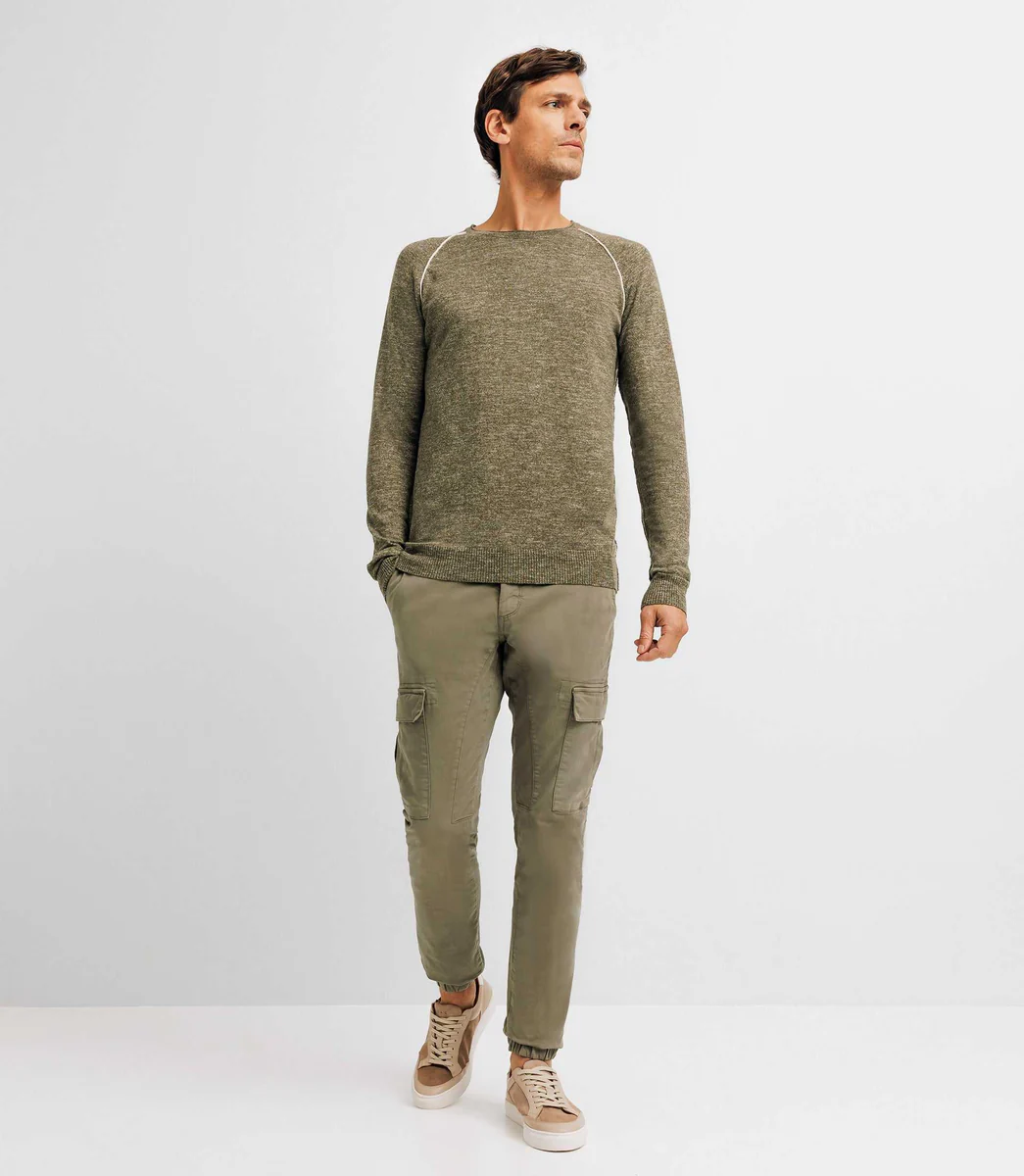 Pull col rond kaki