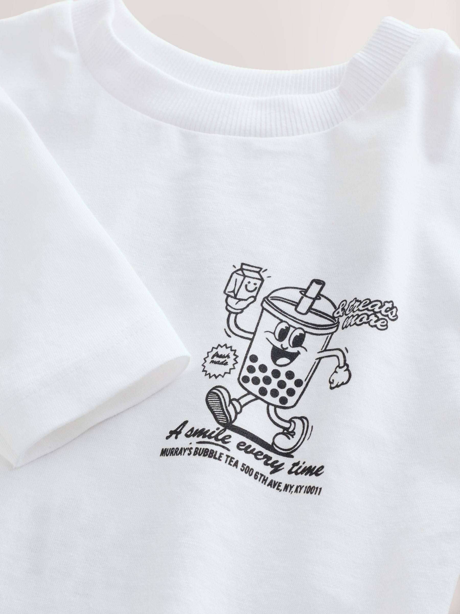 White Bubble Tea - T-shirt met lange mouwen en print op de rug (3mnd -8jr)