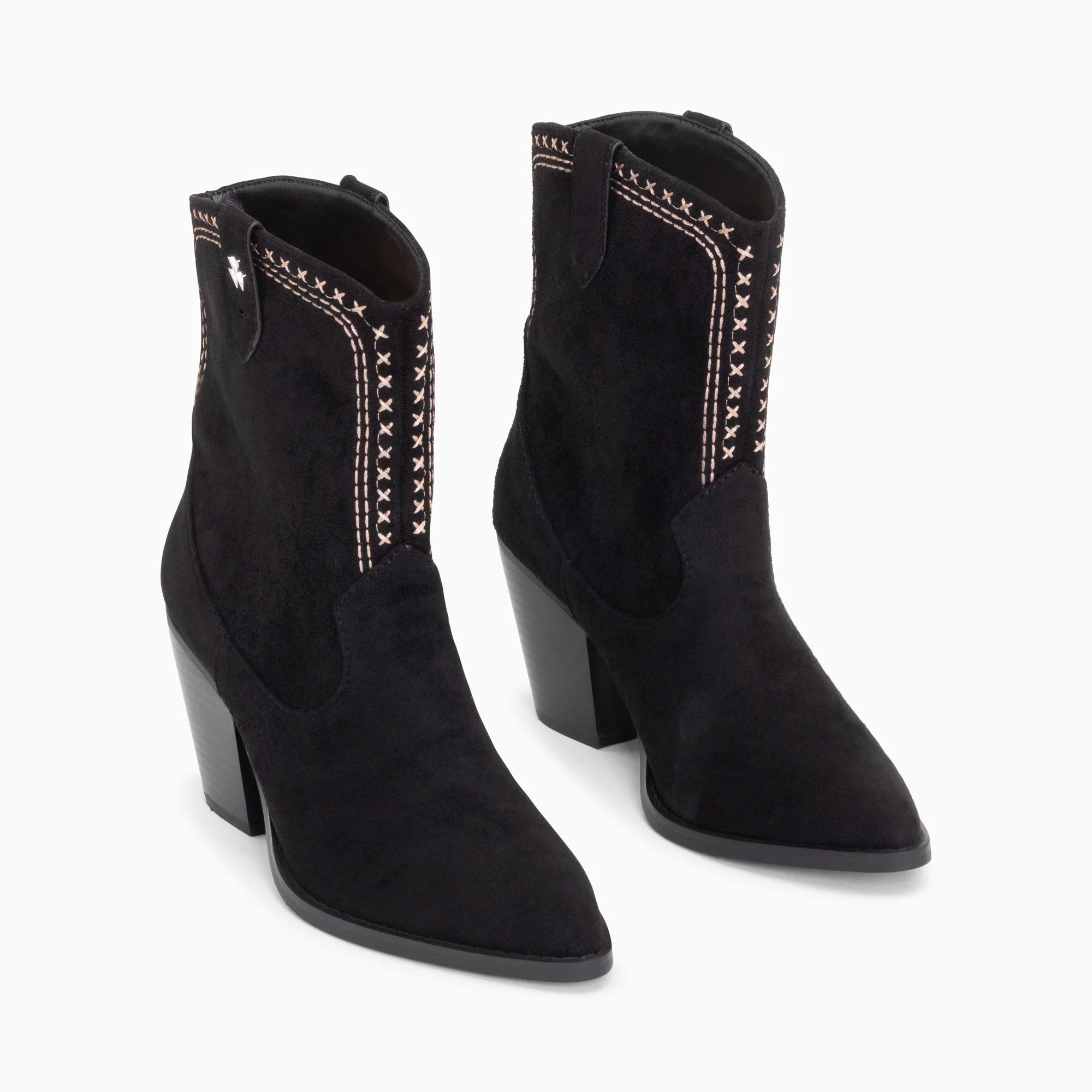 Bottines-Bottines santiags Danae montantes noires à broderies