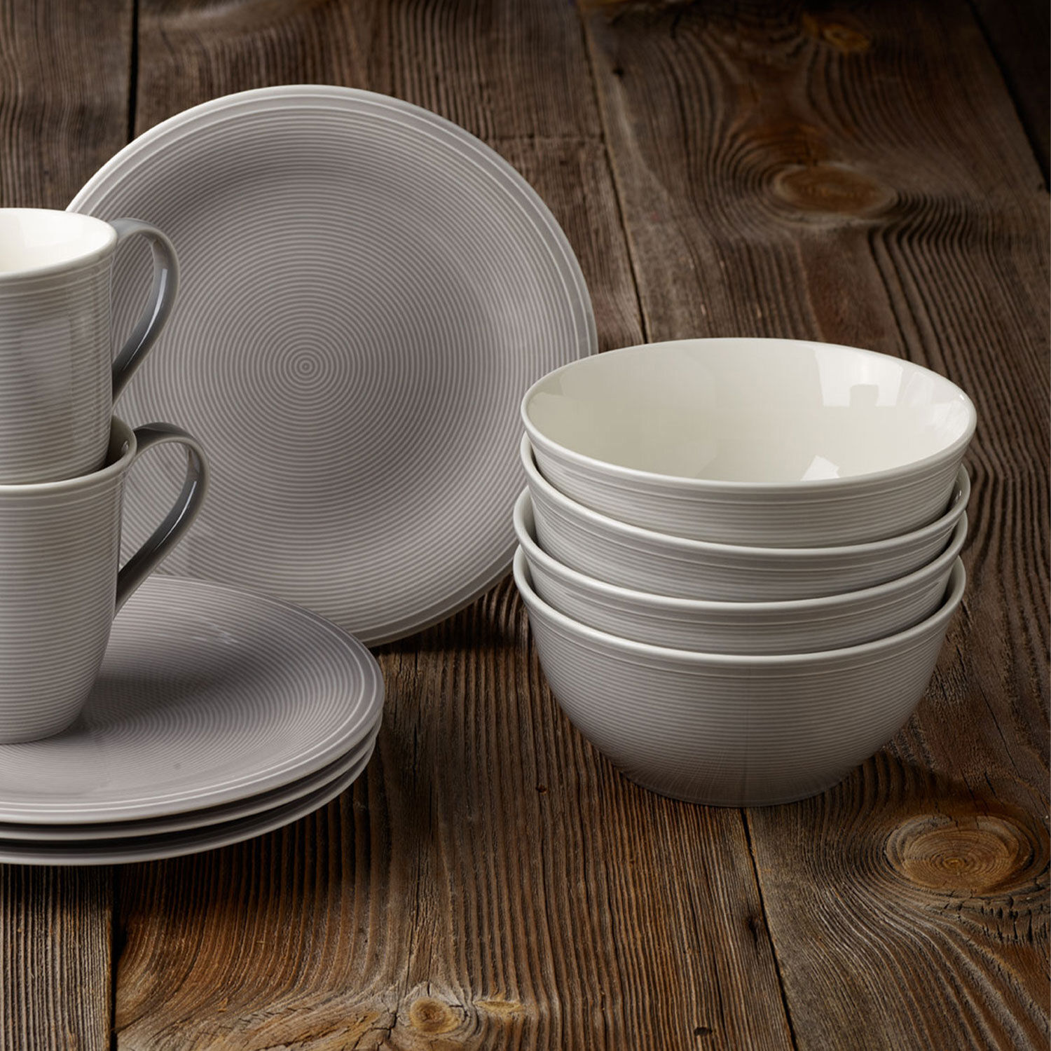 Color Loop Salad serving bowl Grey, 17 oz, Premium Porcelain