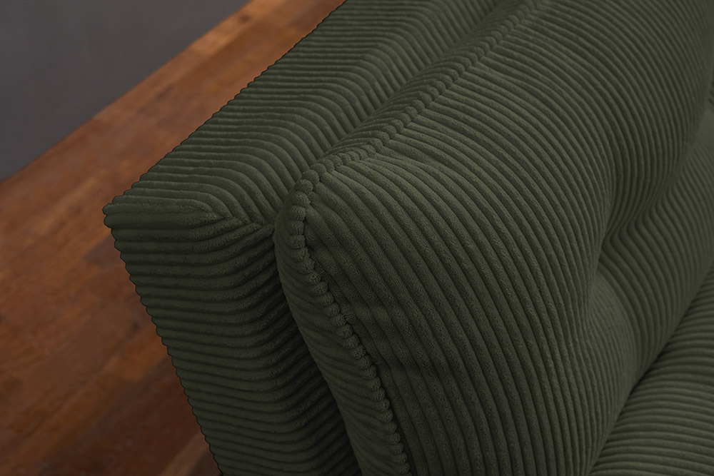 Modernes Schlafsofa COCOONING 190cm grün Cord 3-Sitzer Couch