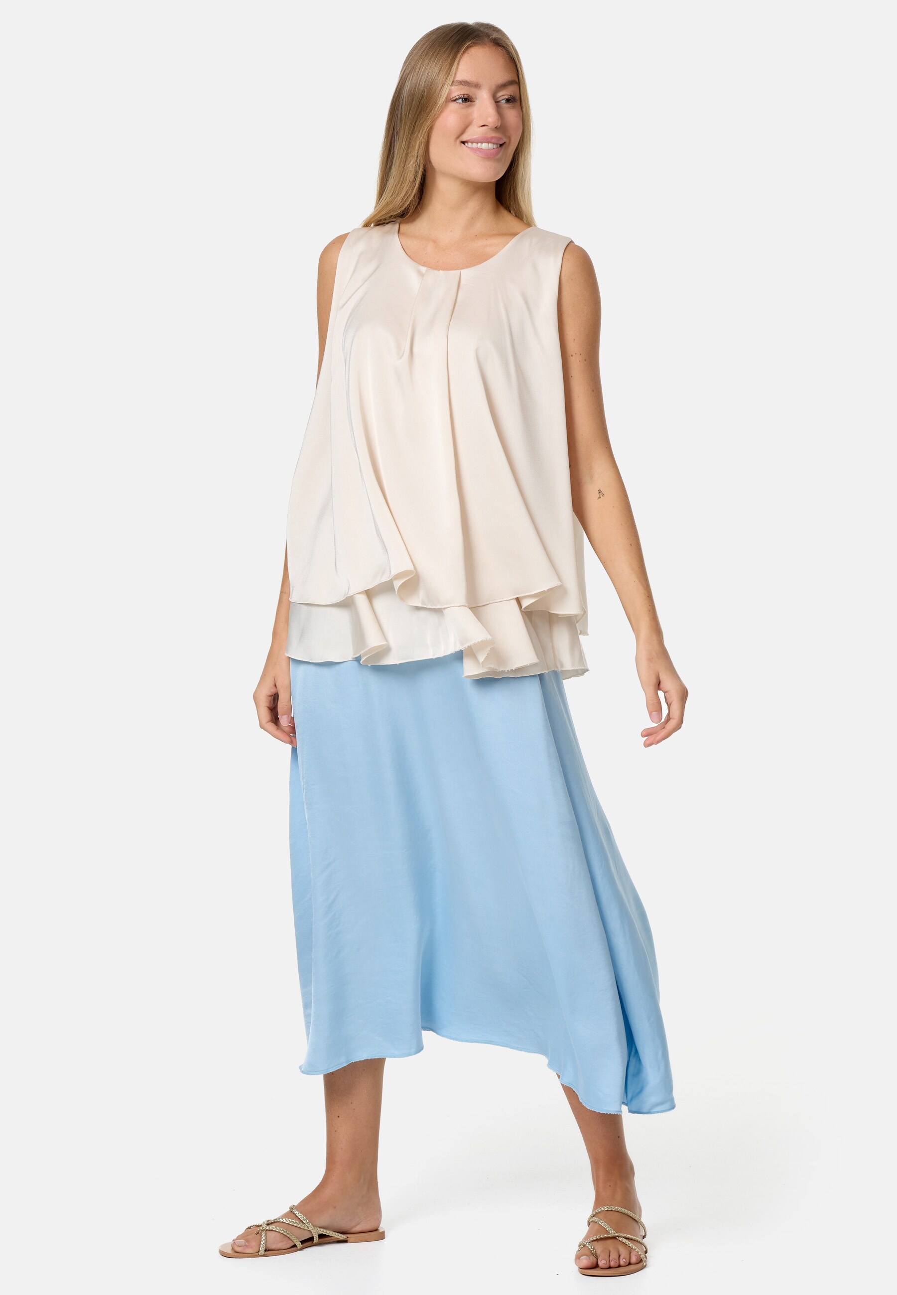 PM SELECTED Blusentop Sommerlicher Sleeveless Overlay Satin Top in Einheitsgröße PM30