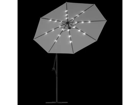 Parasol avec éclairage LED 300cm Poteau en métal Sable