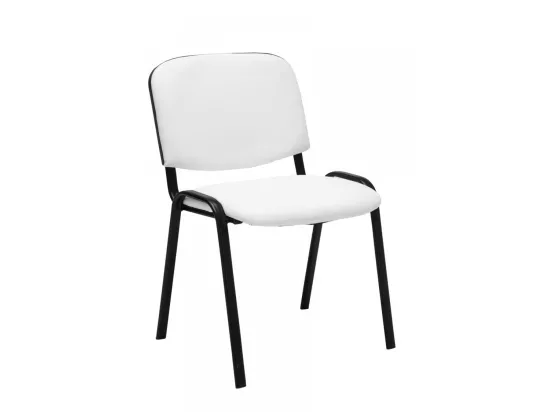 Lot de 6 Chaise de conférence - Similicuir & Métal noir mat - Blanc - Ken