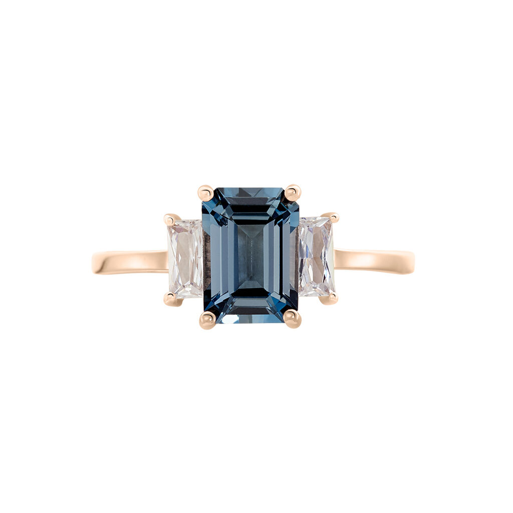 Bague Aimie Or Rose Topaze Et Oxyde De Zirconium