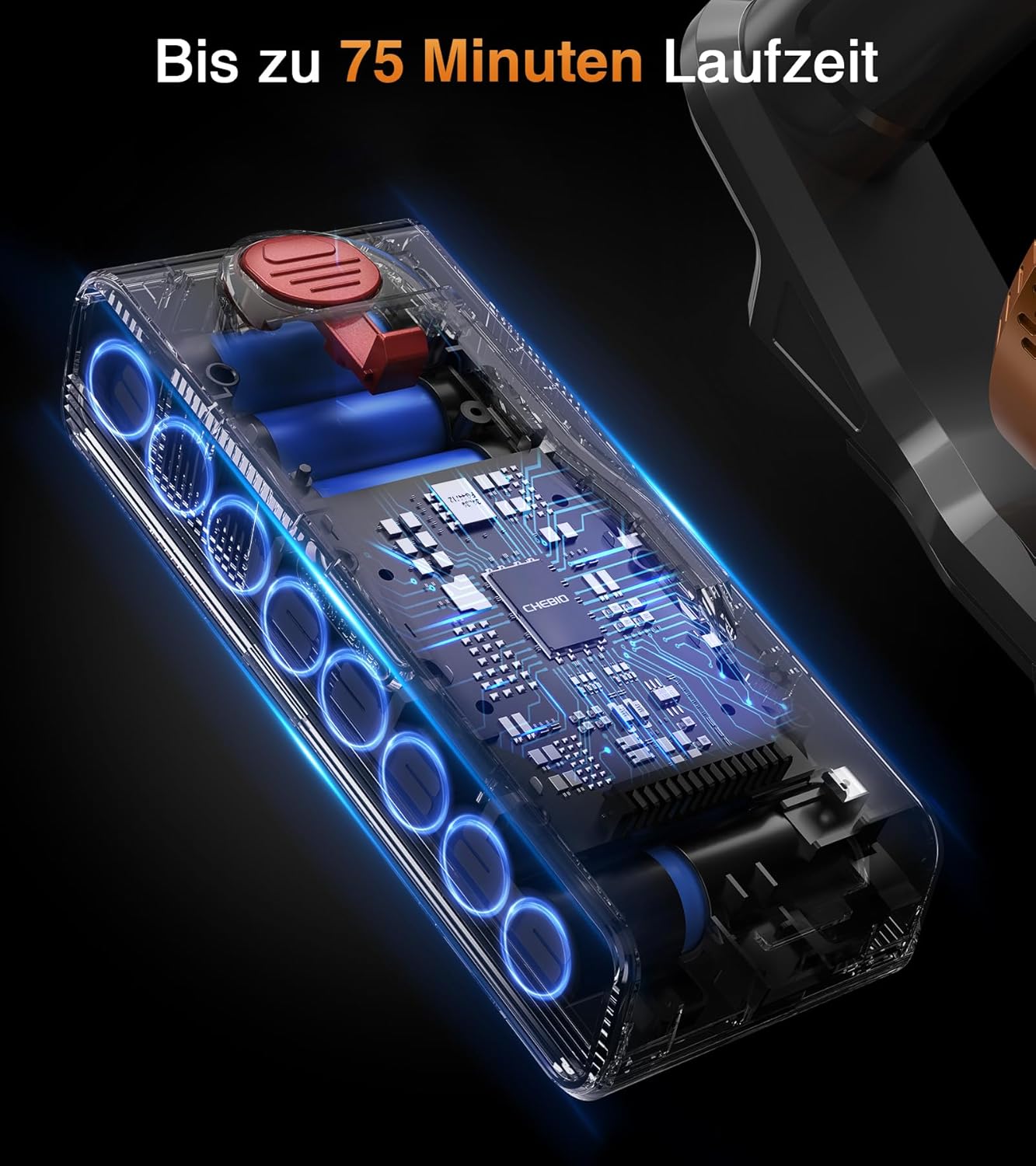 Akku Staubsauger 50000Pa/600W/75Min, 1.8L Staubsauger Kabellos mit Freistehender, LED Display, Anti-Tangle-Bürste, Wandladestation, Ultraleise, für Tierhaare/Hartböden/Teppiche/Auto