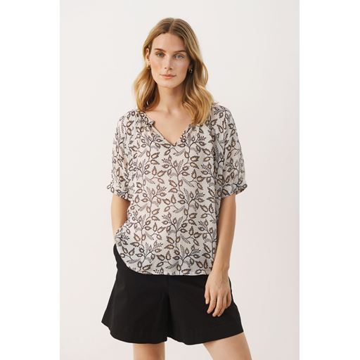Part Two PopsyPW Bluse, Black Craft Leaf, 40
