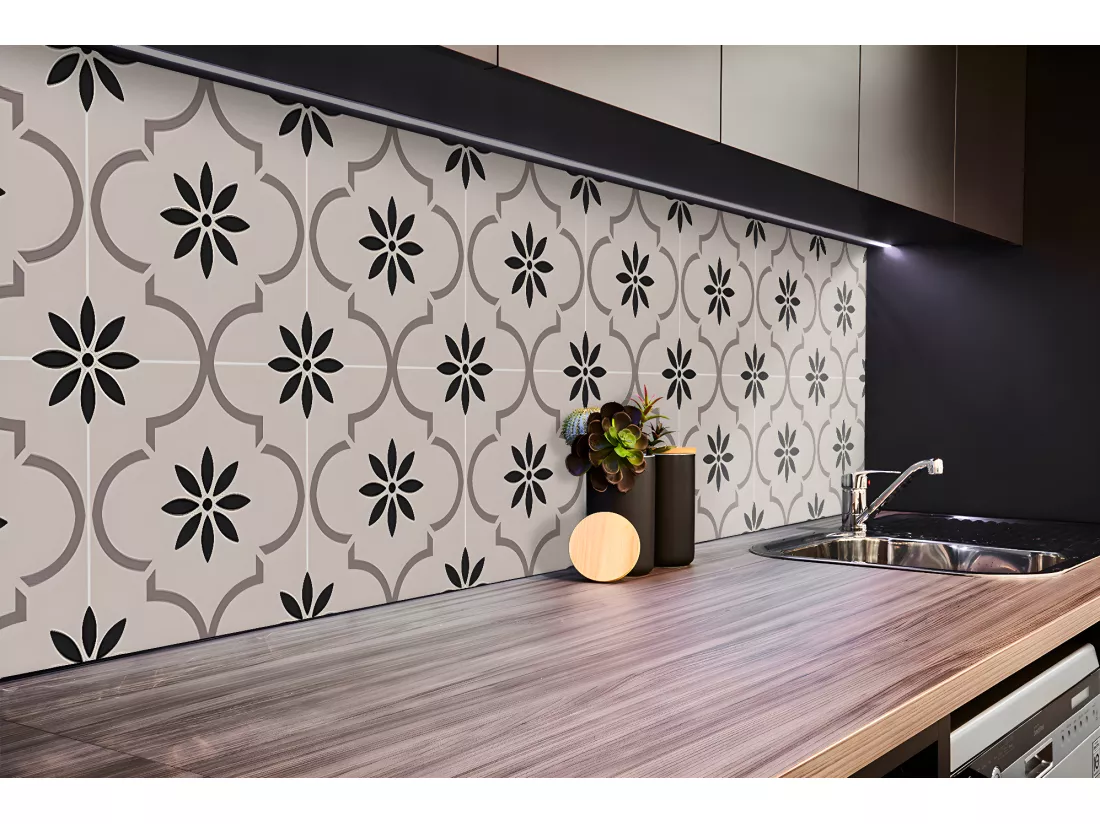 Panneaux muraux en vinyle, Planches en vinyle adhésives - 100x50 cm - Motif floral arabe