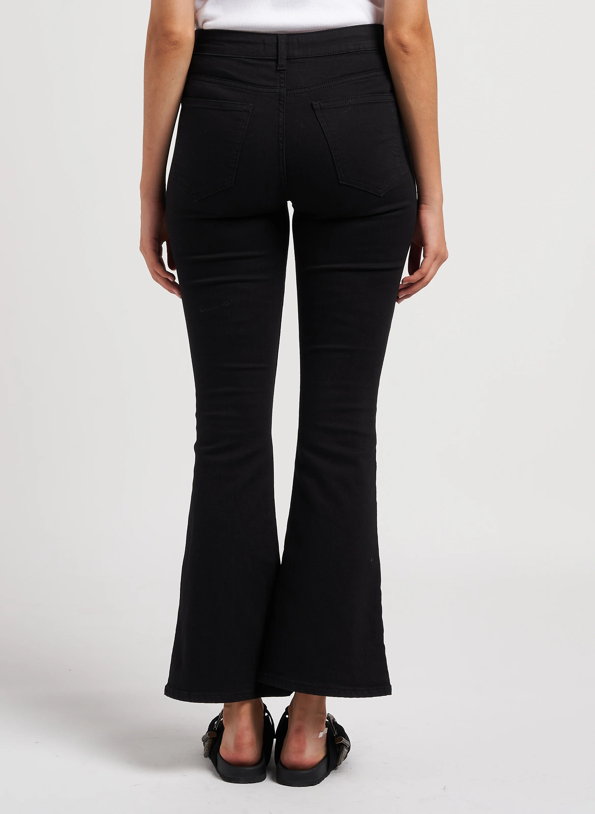 BETTY - Jean flare en coton mélangé| Noir