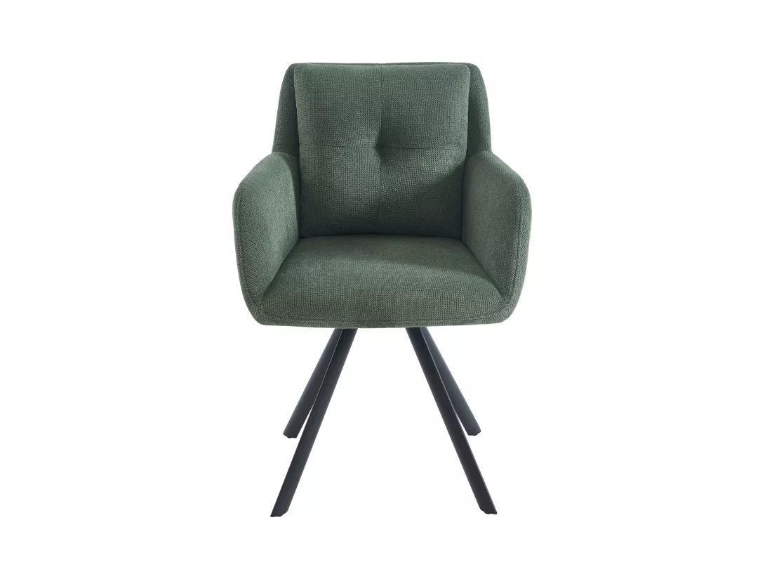 Lot de 2 chaises avec accoudoirs en tissu et métal noir - Kaki - ZOLEVY de Maison Céphy
