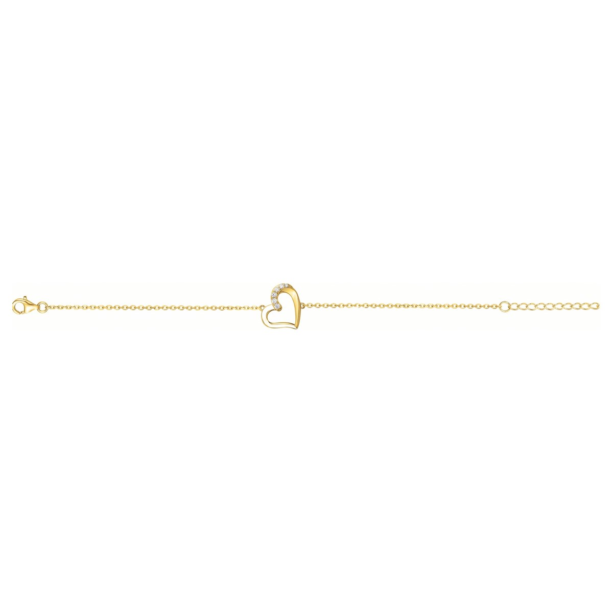 Bracelet souple mono-motif en Plaqué Or avec oxyde de zirconium blanc