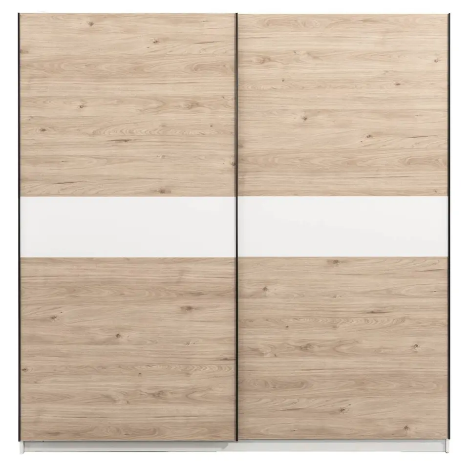 Schuifdeurkast Genua - eikenkleur/wit - 204x200x60 cm