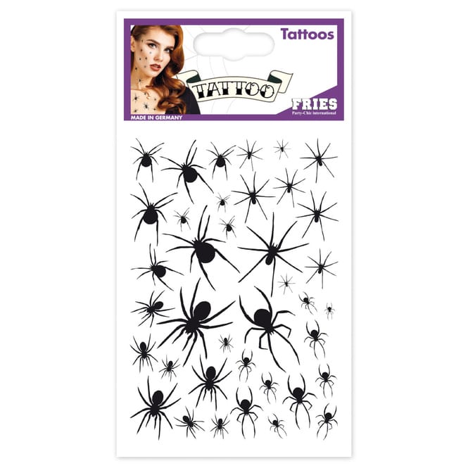 Tattoos Halloween - Spinnen - schwarz - 1 Bogen