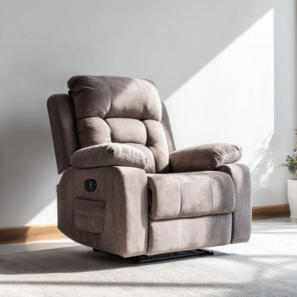 Relaxsessel Stoffpolsterung 105x90x85 cm - Hellgrau - Verstellbare Rückenlehne