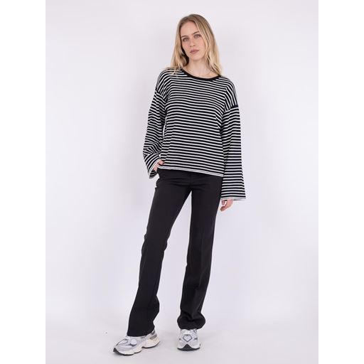 Neo Noir Enna Stripe Knit Bluse, Sort/Hvid, 36