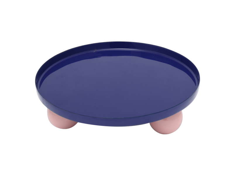 Tray Double Funky Round Large PT4310BL Cobalt blue & soft pink