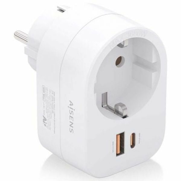 Aisens Multifuncion Extensão de Parede 20W 1x Toma 1x USB-C 1x USB-A