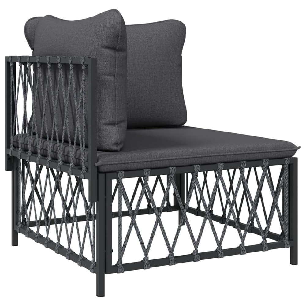 Salon de jardin meuble d'extérieur ensemble de mobilier avec coussins 6 pièces anthracite acier