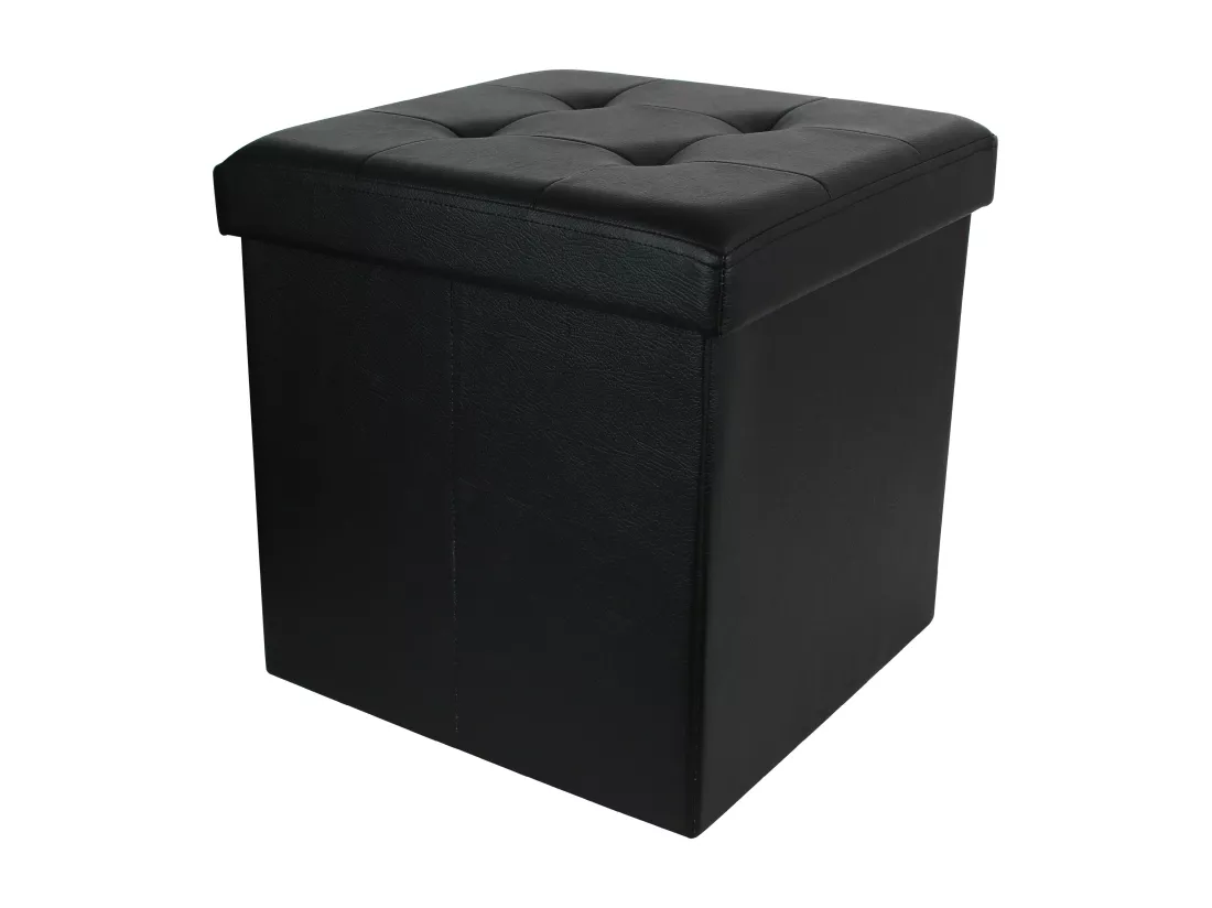 Coffre Pouf Pliable Pu Noir