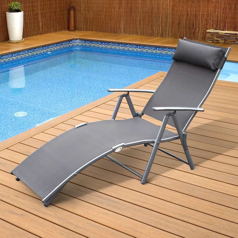Outsunny Gartenliege mit Kissen grau