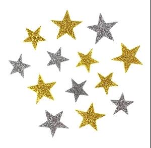 ETOILES ADHESIVES OR ARGENT PAILLETE 2CM A 3CM X72 PIECES