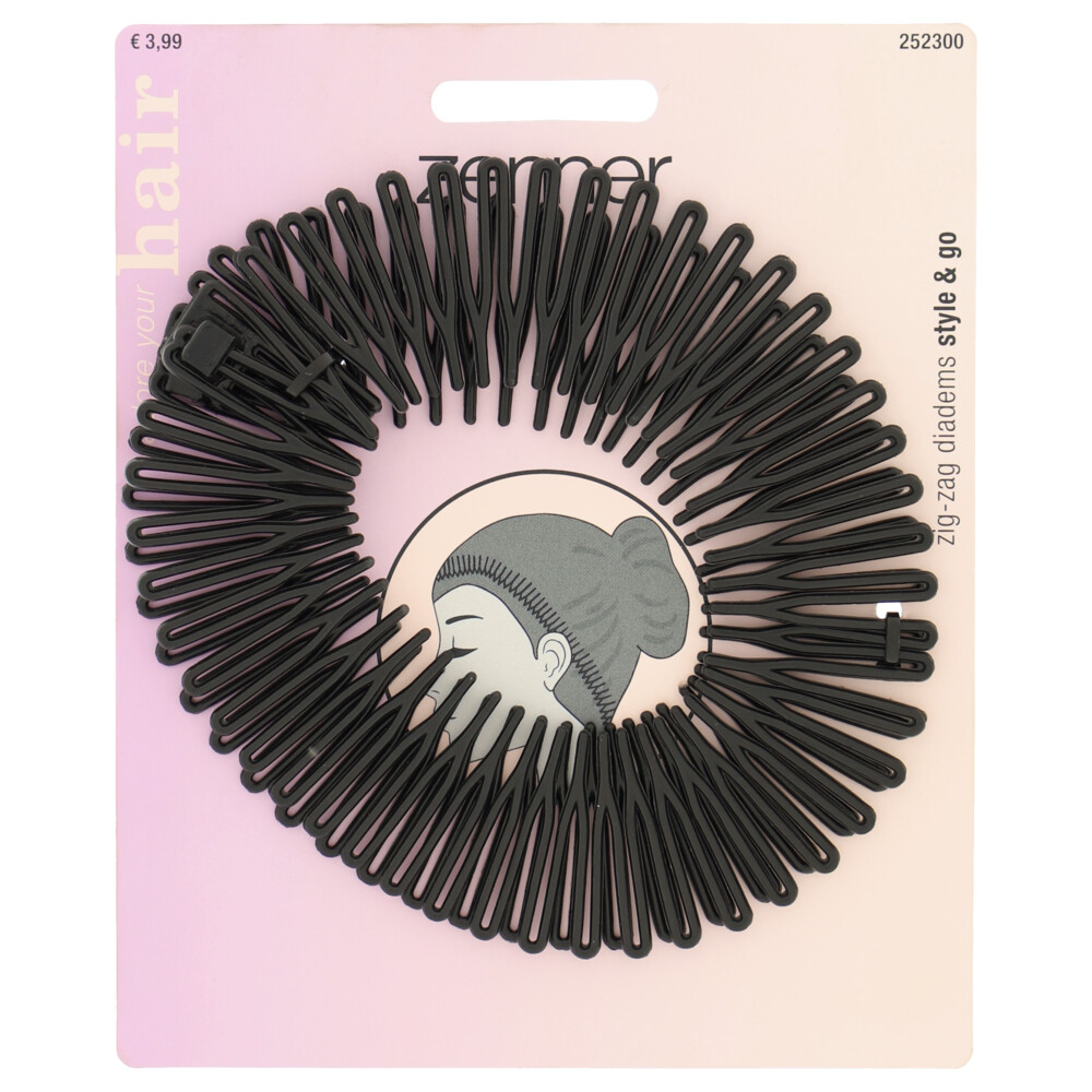 Zenner Diadeem Zig Zag Zwart2 stuks