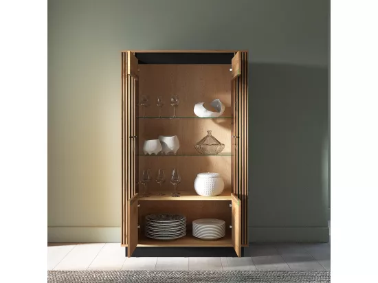 Vaisselier 2 portes Solal Bois et Noir