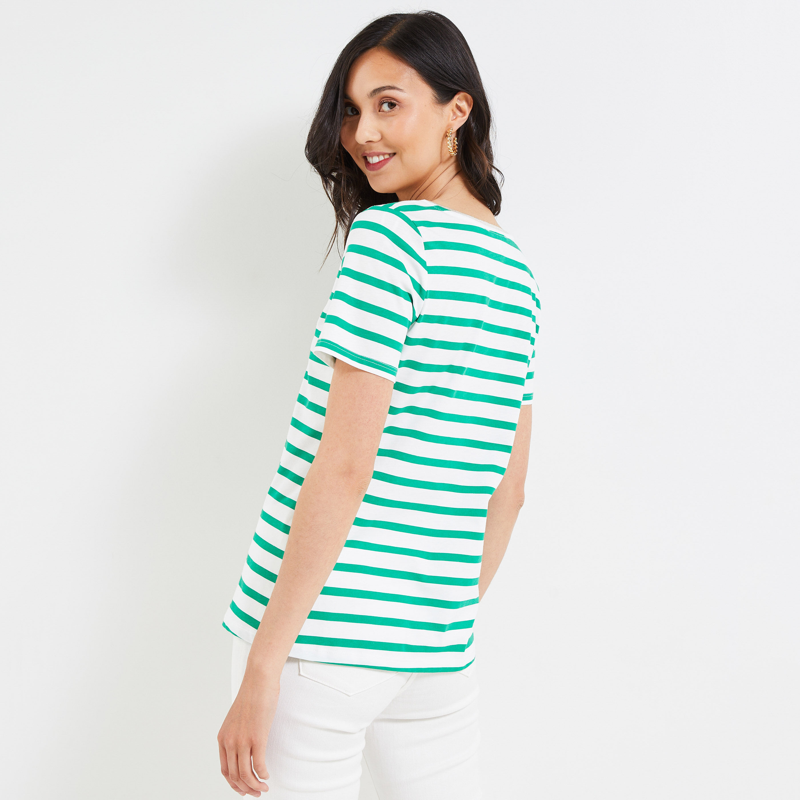 Tshirt rayé femme - VERT