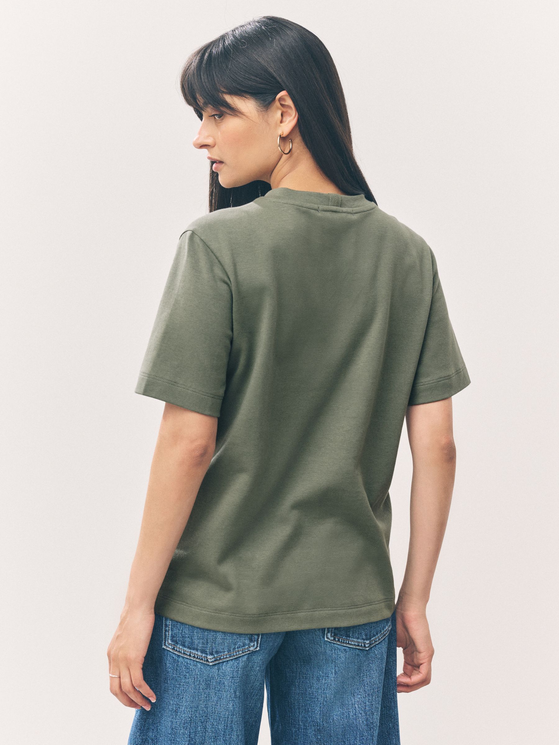 Kakigroen - Dik T-shirt met ronde hals en korte mouwen