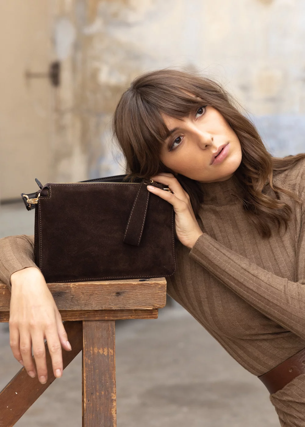 PETIT SAC LOUISE VELOURS MARRON