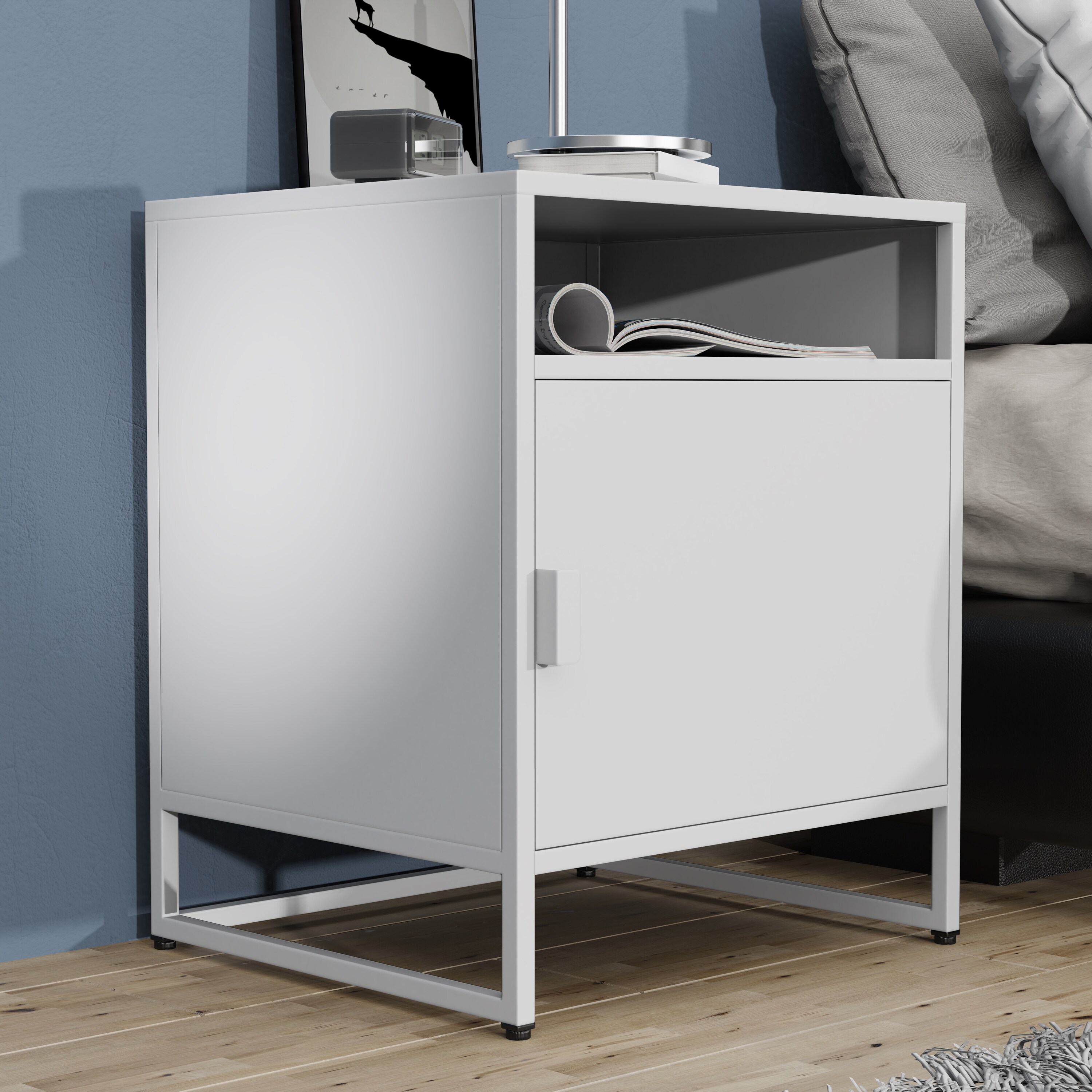 VCM Metall Nachtschrank Beistelltisch Drehtür Konsole Nachttisch Flokas L