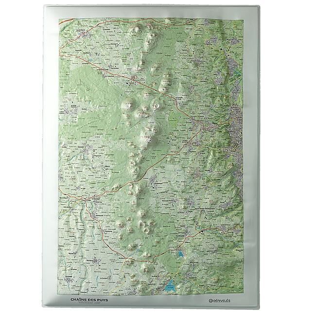 CARTE EN RELIEF CHAINE DES PUYS