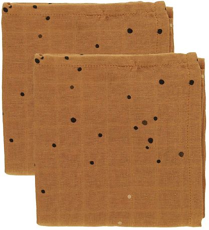 Done By Deer StofBlå - 70x70 - 2-pak - Mustard Dreamy Dots