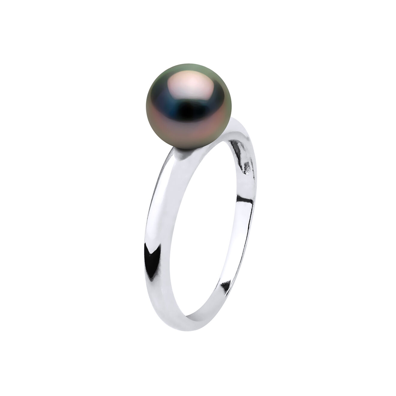 Mitzuko Bague Or Blanc & Perle de Culture de Tahiti ronde noire