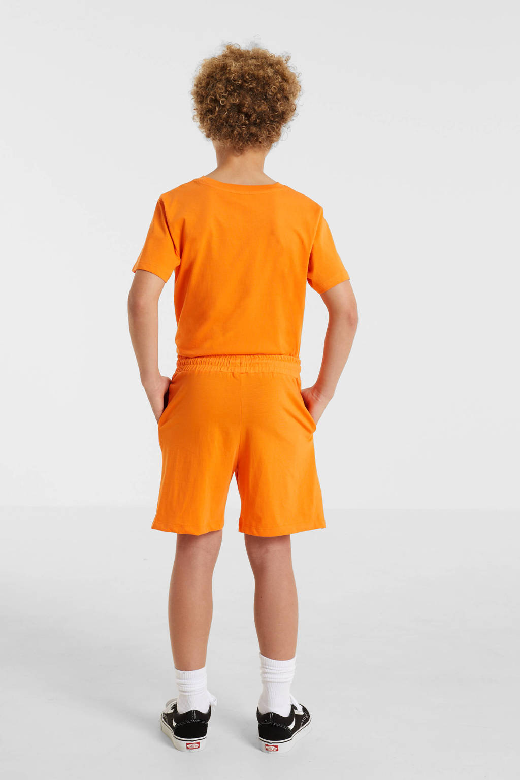 anytime sweatshort met printopdruk oranje