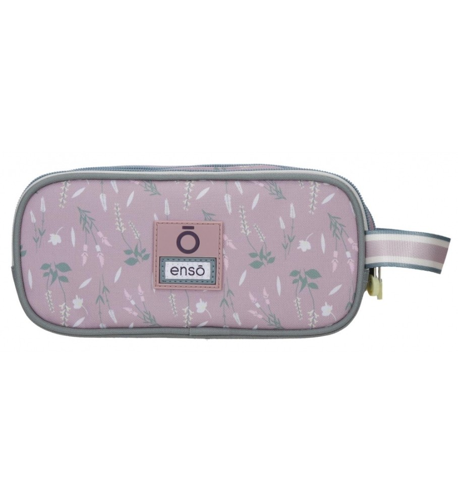 Estojo para lápis Enso Beautiful Day com três zíperes, roxo