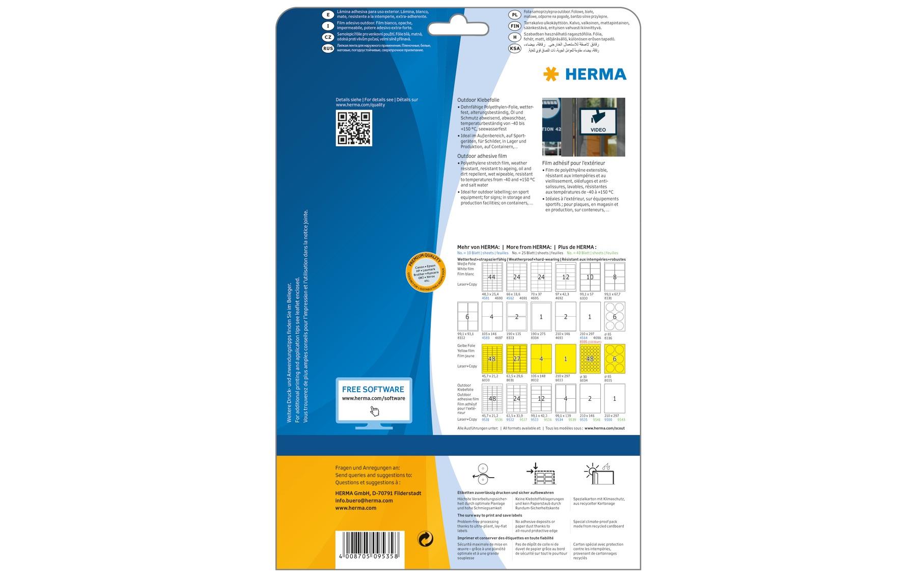 Outdoor-Etiketten 9535 210 x 148 mm, 20 EtikettenWetterfeste Etiketten