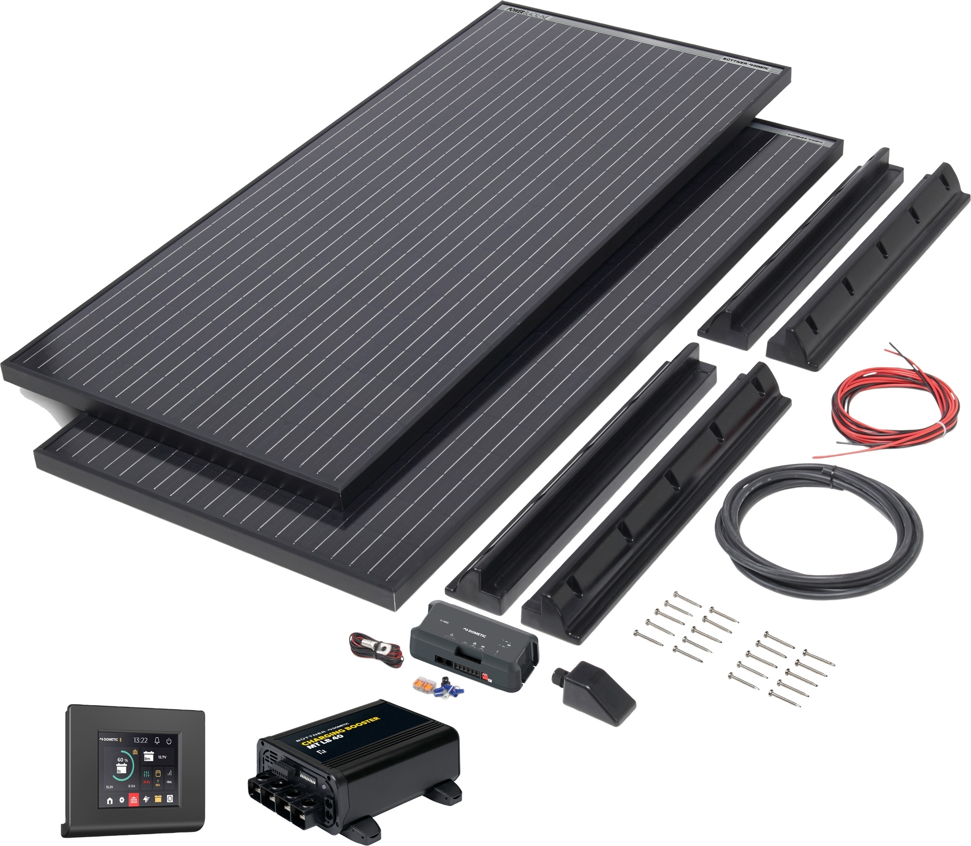 Dometic Büttner Individuell angepasstes Solarkit Autarkie Kit Power 2 für große Freizeitfahrzeuge, 2 x 200 W, 80 Zellen