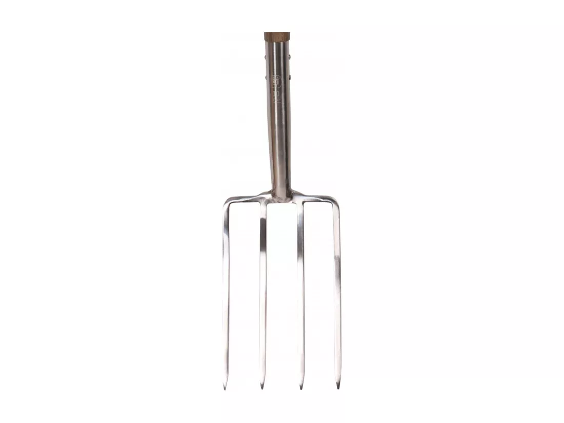 Fourche à bêcher en inox et frêne vieilli grand modèle